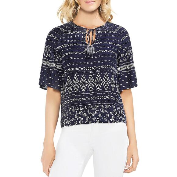 Vince Camuto Womens Tie Front Print Top Size S - Picture 1 of 1